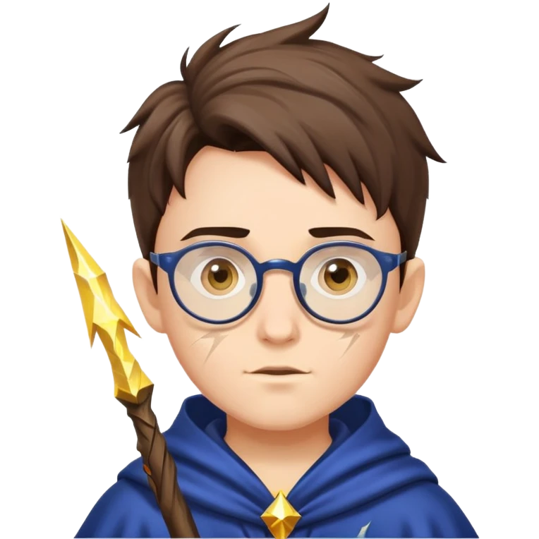 wizard boy with glasses and lightning scar emoji