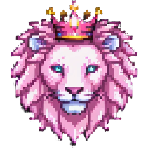 Pink lion with magical aura and crown emoji