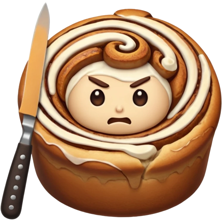 angry cinnamon roll holding weapon emoji