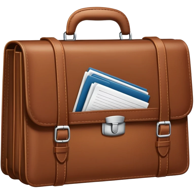  business briefcase slightly open with paper documents visible inside. emoji