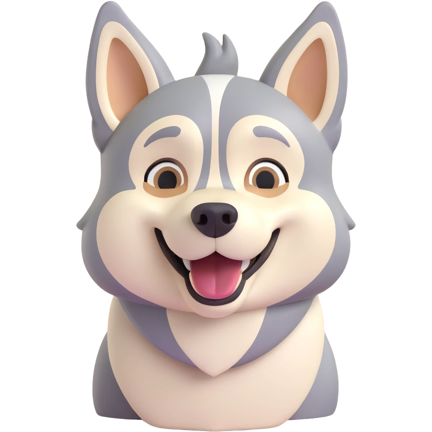 happy light cinnamon colored husky dog, pale tan emoji