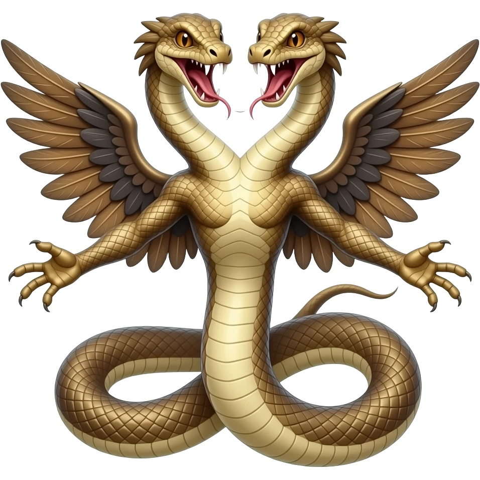 serpent with two heads and wings and arms emoji