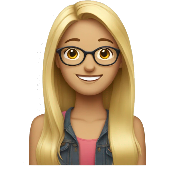 happy blonde girl wwith glasses emoji