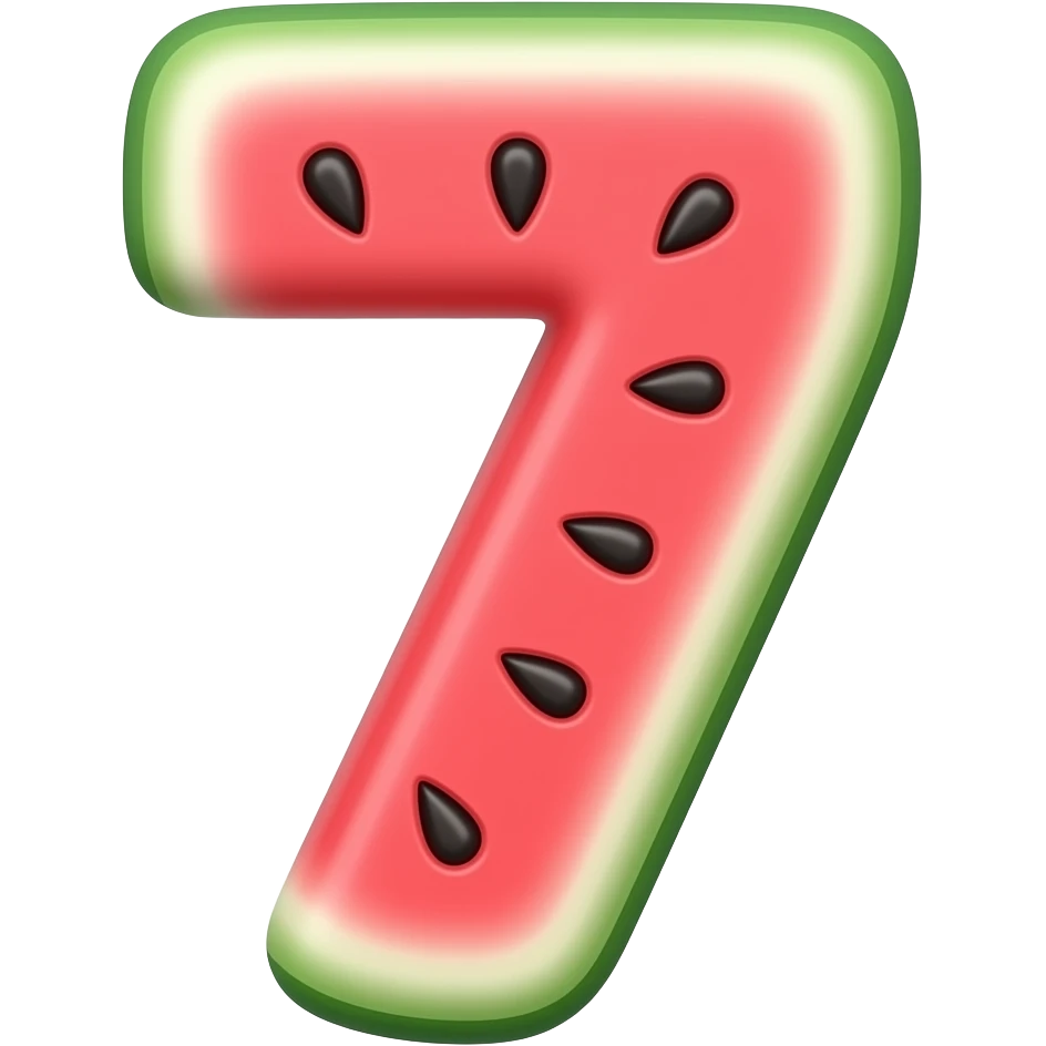 "number 7watermelon style, colorful, simple background" emoji