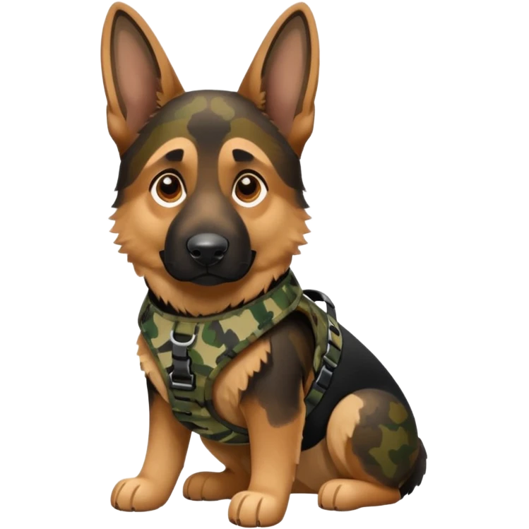 German shepherd with camo harness  emoji