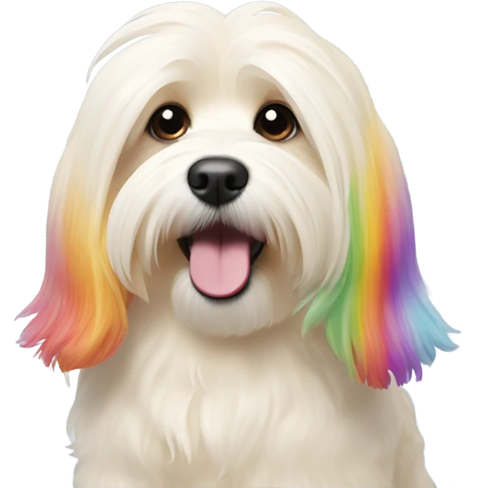Cream colored havanese with RAINBOW TAIL only emoji