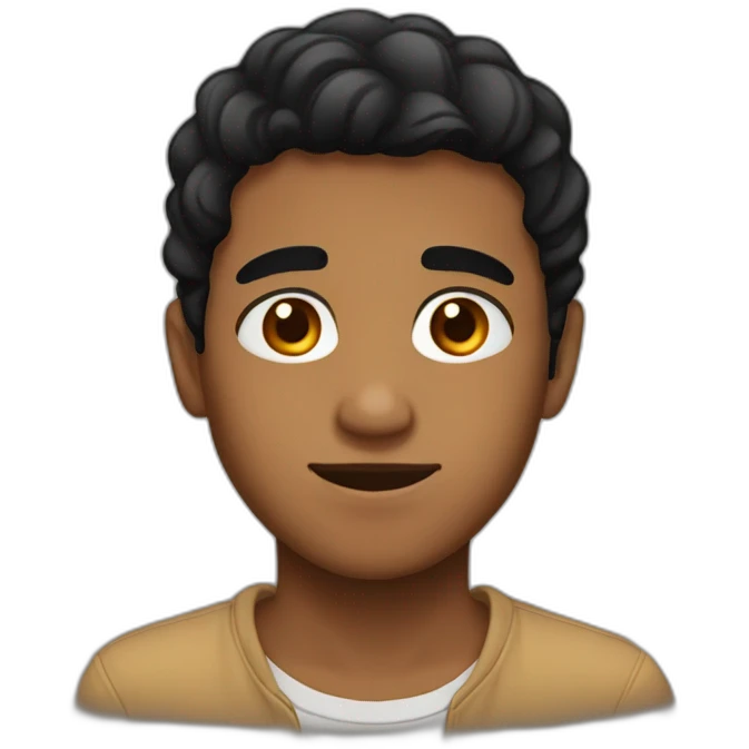 half brown boy with brown eyes and half black hair emoji