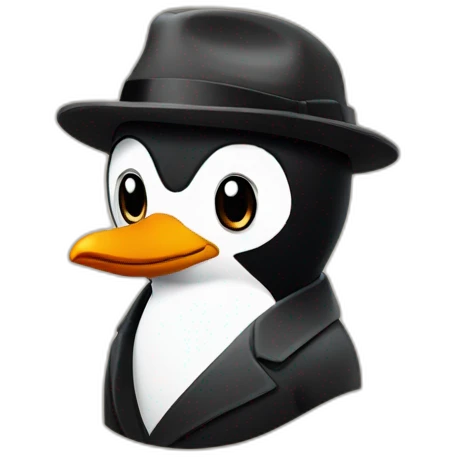 penguin emoji with a peaky blinders flat cap emoji