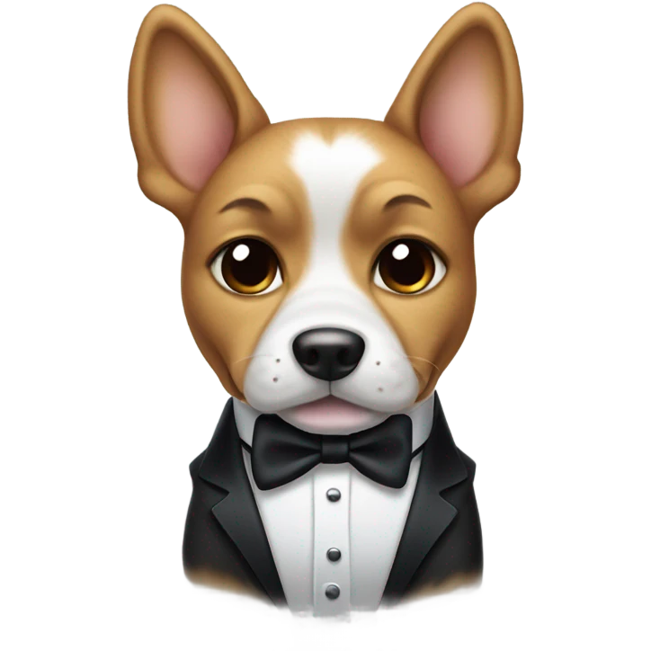 dog in tuxedo winking emoji