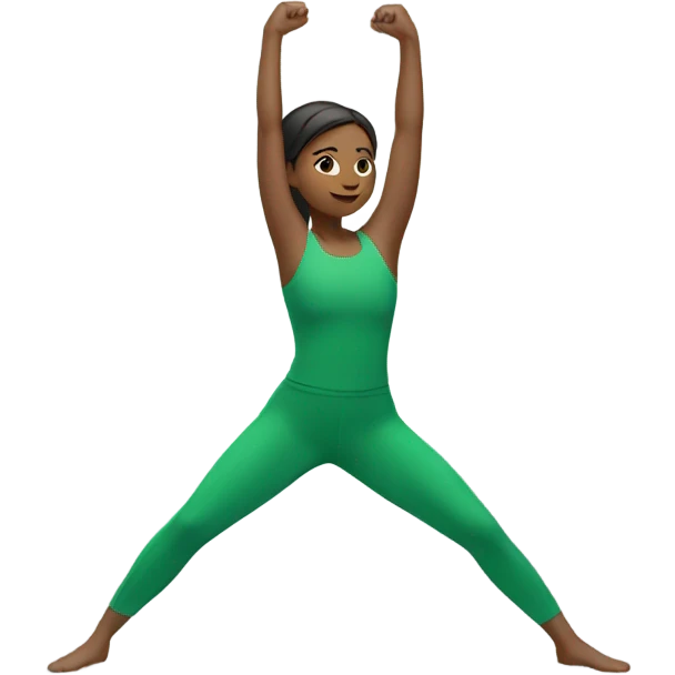 A girl does stretching in a green suit emoji