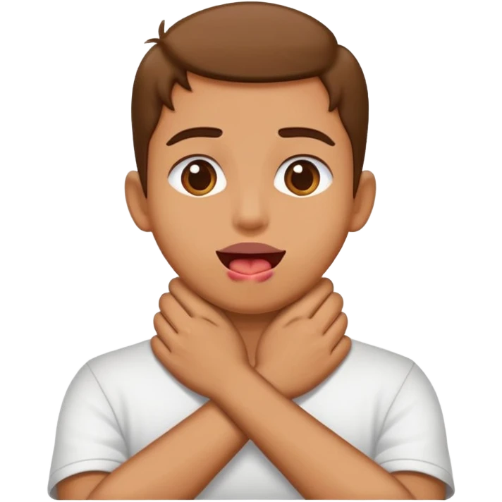 person holding neck crossed hands tongue out  emoji
