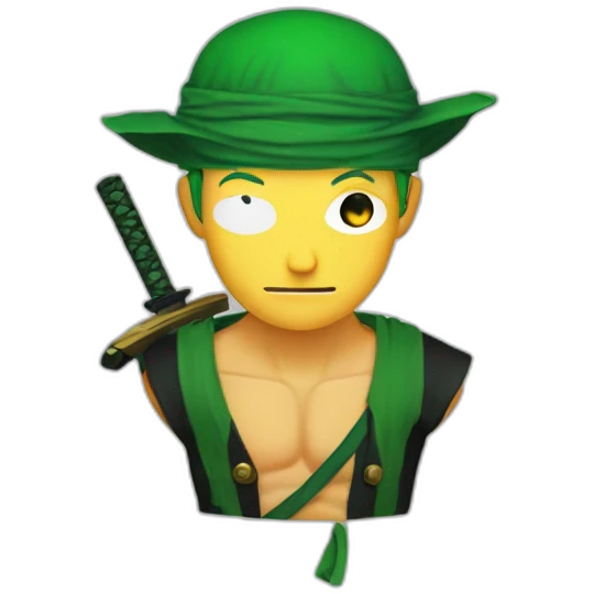 zoro one piece avec peau de banane sur la tête emoji