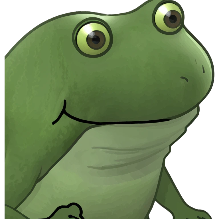 green bufo frog dashing forward determined face dynamic movement 'Io che corro' emoji