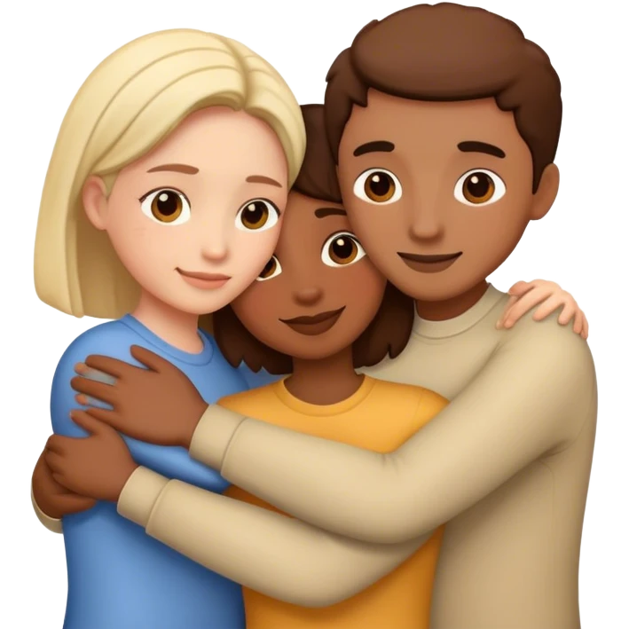 Three people hugging emoji