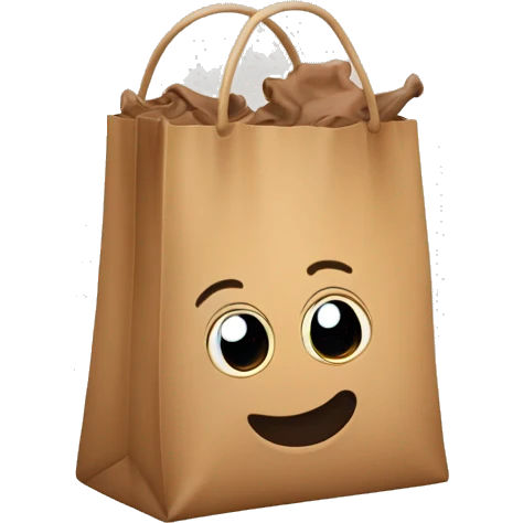 Plastic shopping bag half filled with brown stuff and Flying  emoji