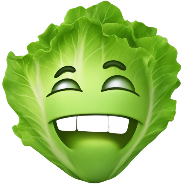 lettuce with a happy face holds a mirror in his hand and looks at it emoji