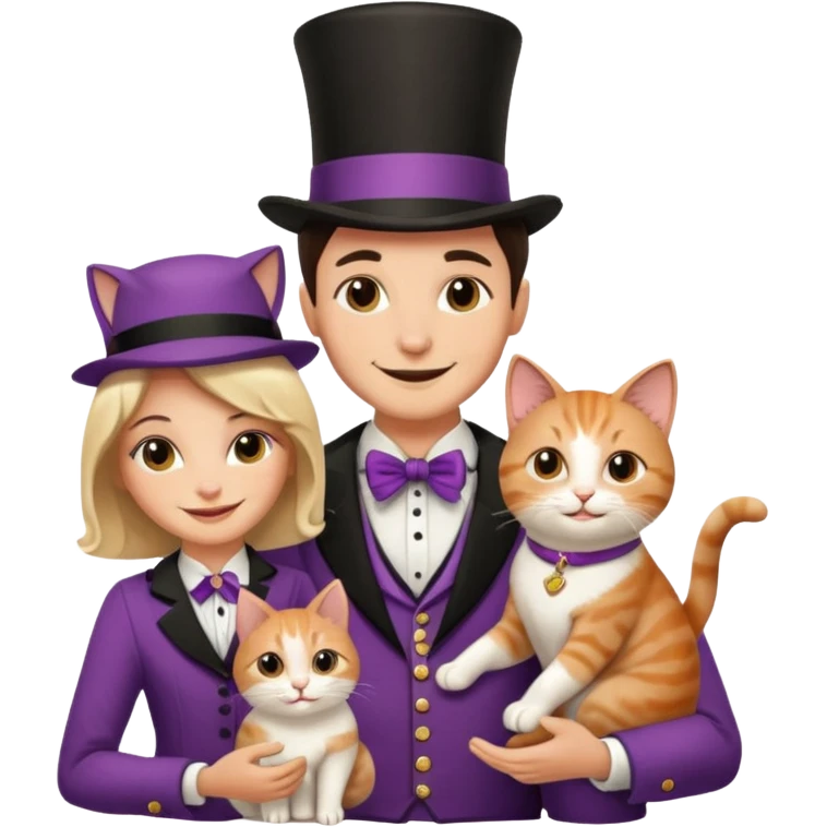 magician couple and their pet cat emoji
