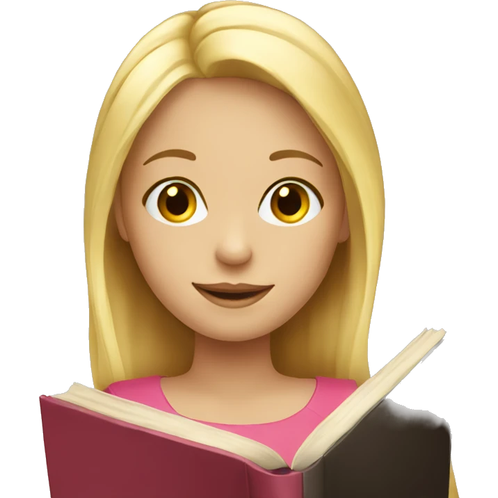 blond girl with book emoji