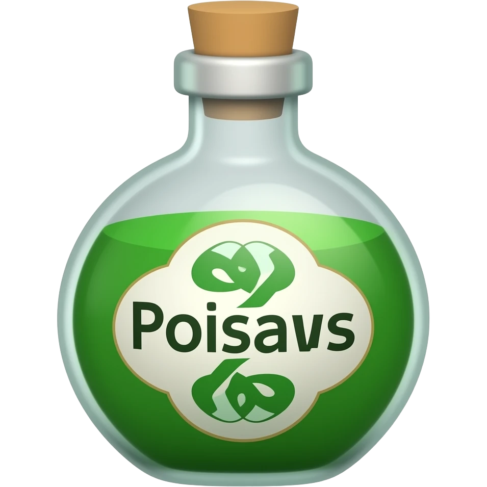 a green poison bottle in the style of google noto color font emoji