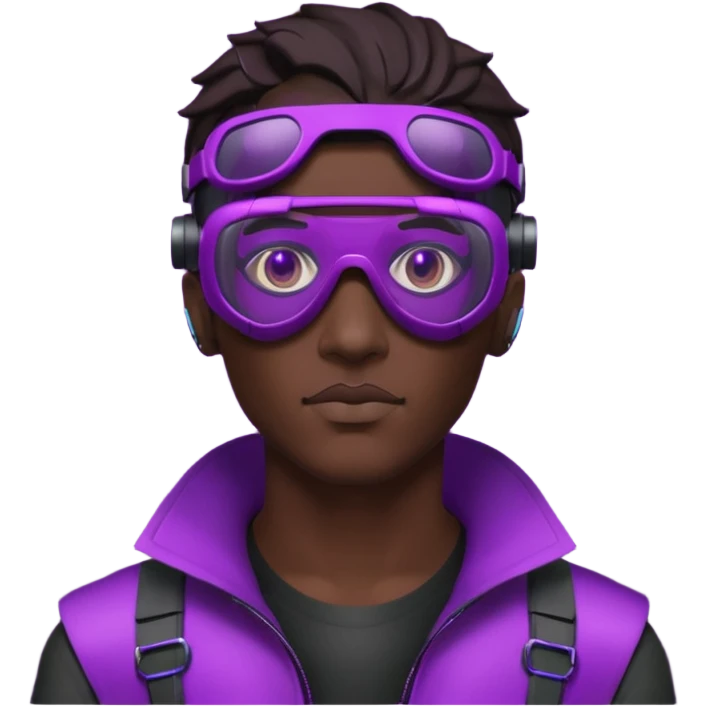 Cyberpunk man head 3d puruple cyber VR -glasses emoji