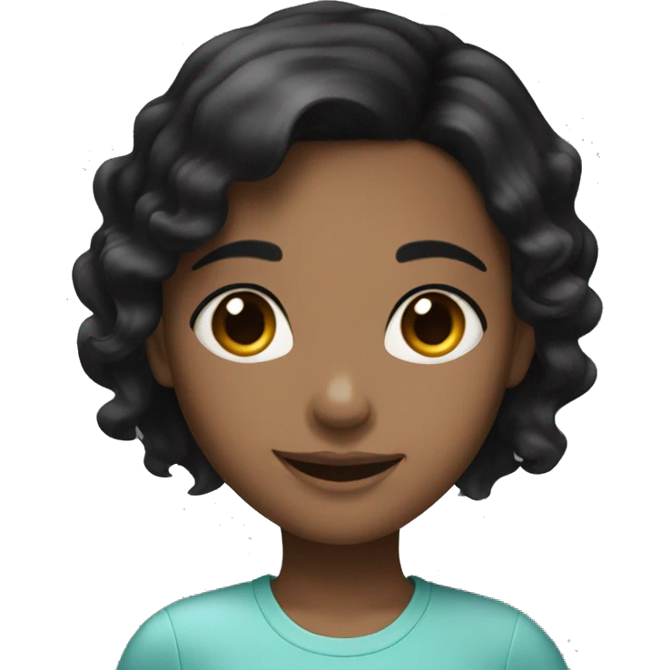 black hair girl wih bi brown eyes and smily face emoji