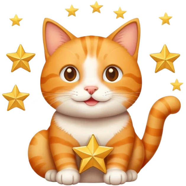 Happy Cat holding 5 stars  emoji