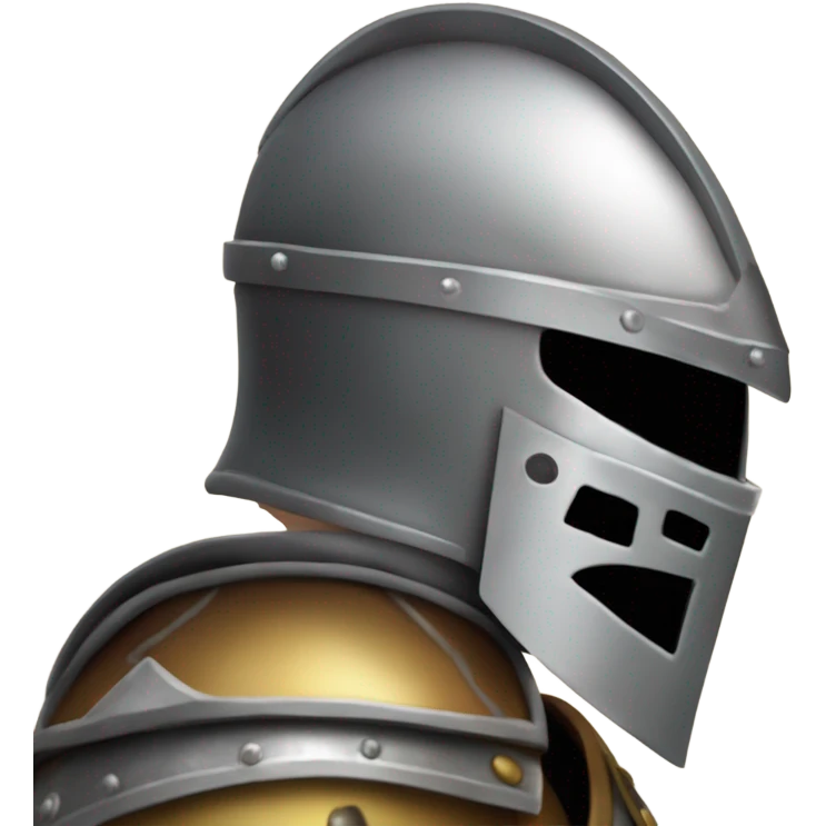 A knight we see  the shoulder and the head with the helmet on the head. add a sword and also a cross on the armour and we see only to his wasit emoji