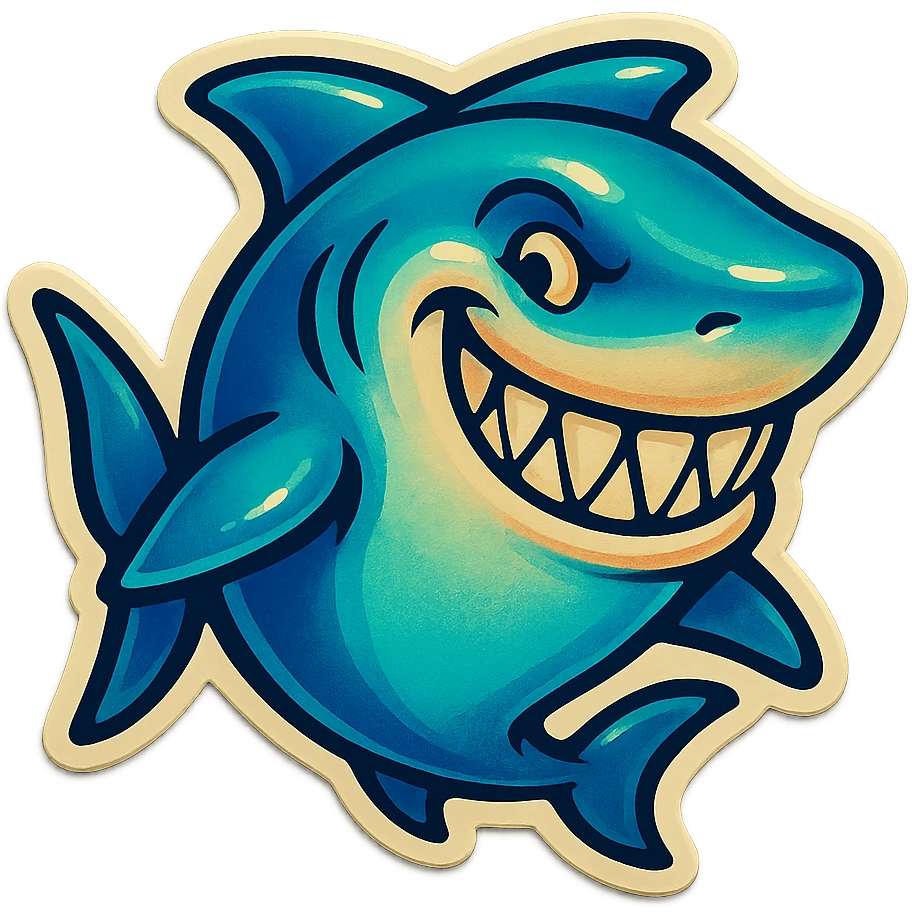 A SHARK WITH A GRIN emoji