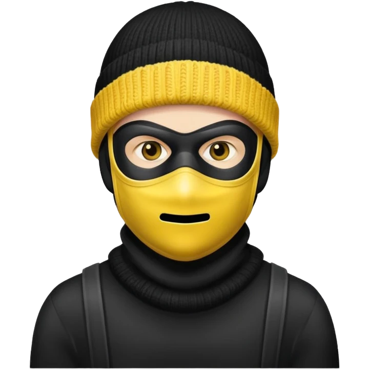 a burglar head with yellow skin and a black mask with a black knit hat emoji