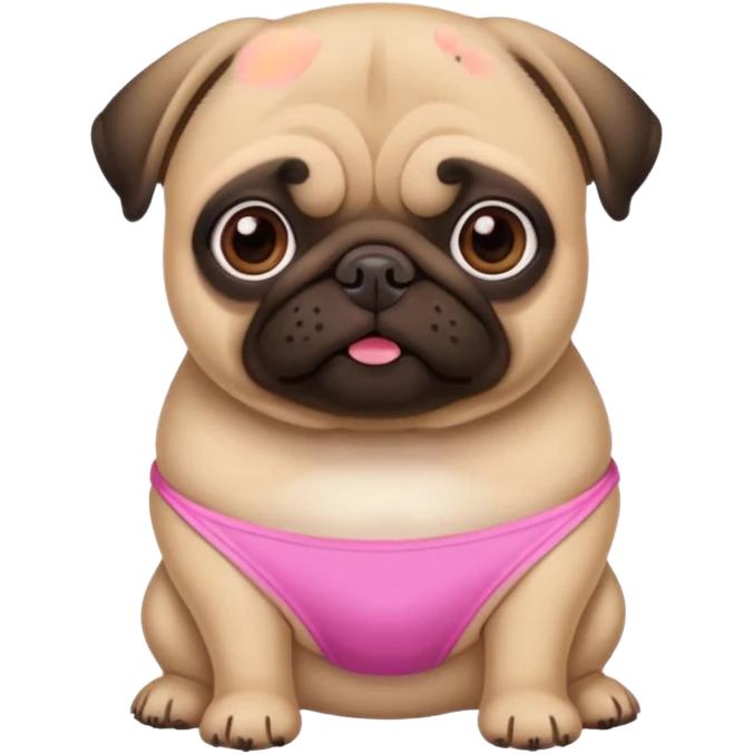 Pug com biquíni Rosa emoji