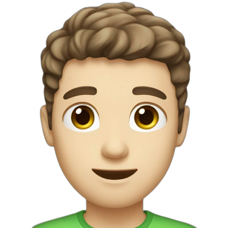 cute white man with dark brown fade haircut green eyes emoji