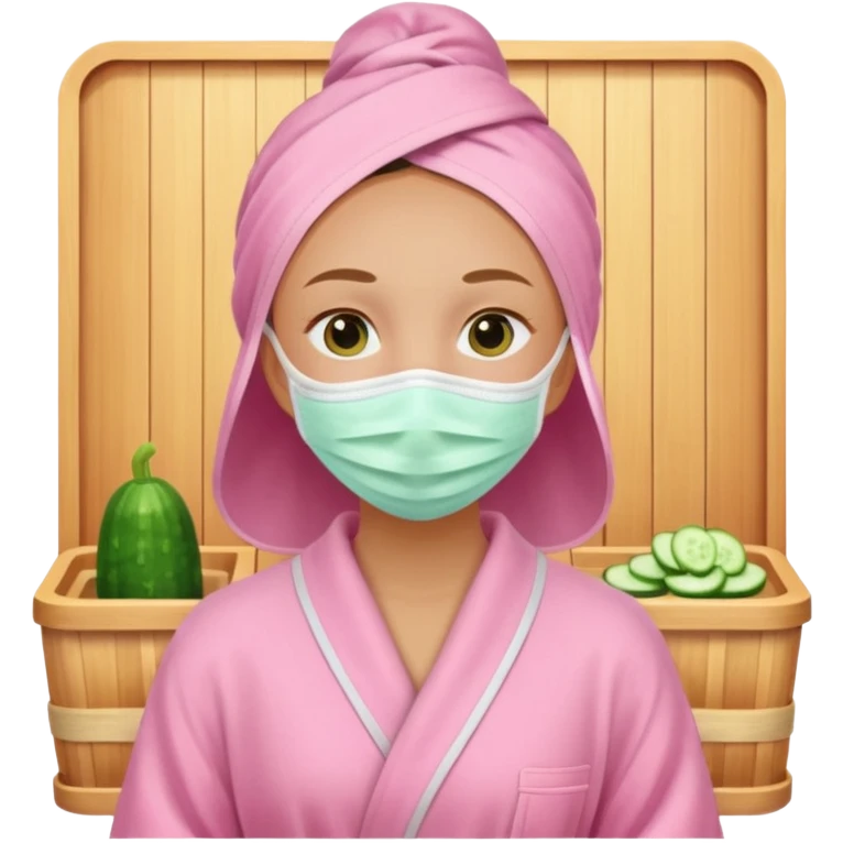 🧖‍♀️this with cucumber eyeys at a spa and a pink robe emoji