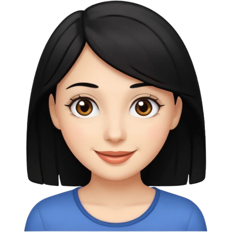 A woman with black hair and big eyes emoji