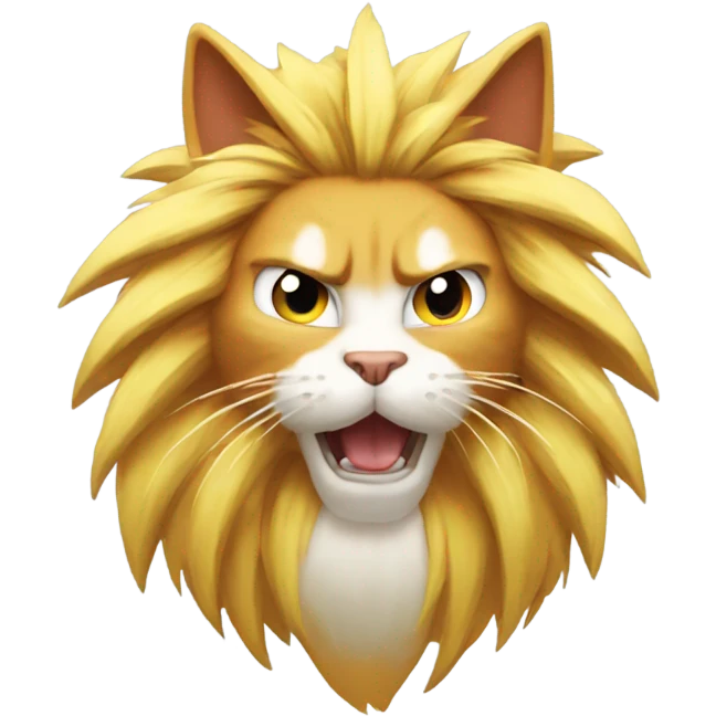 Cat using super saiyan 4 emoji