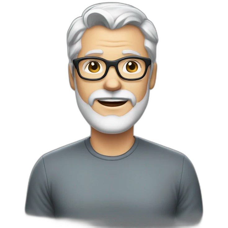 40 year old white man with grey hair and grey beard and dark glasses, KITCHEN emoji