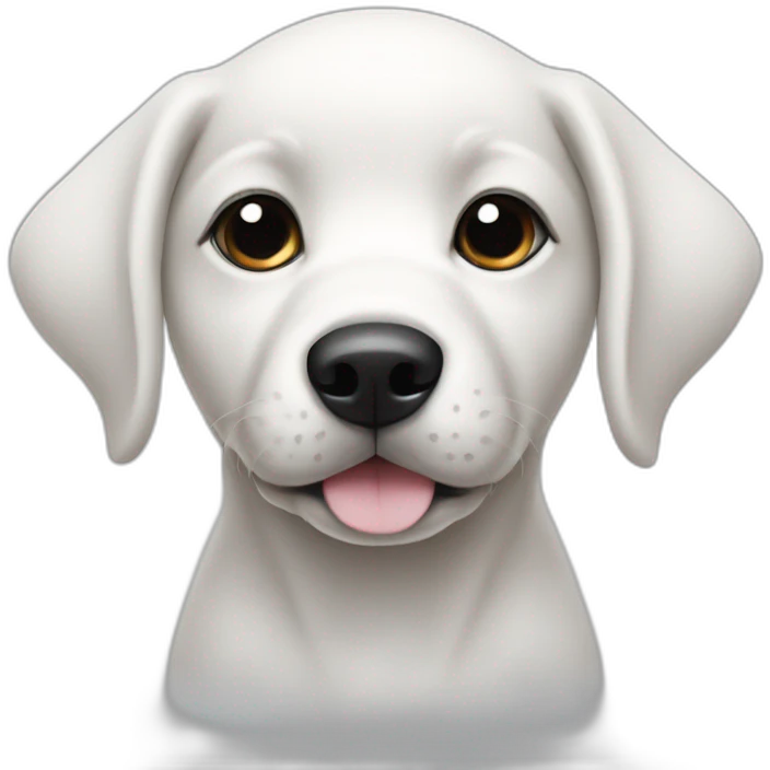 white puppy with a black spot around the eye and ear emoji
