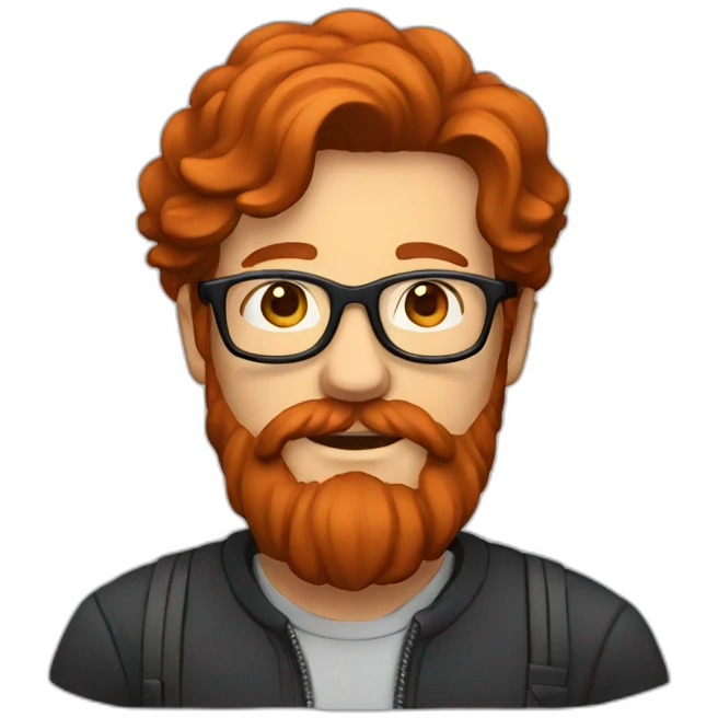 Long red hair man with beard and glasses emoji