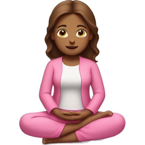 girl with brown hair and in pink clothes sitting in meditation  emoji