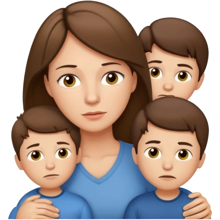 Exhausted Light brunette beautiful mom with 3 sons emoji
