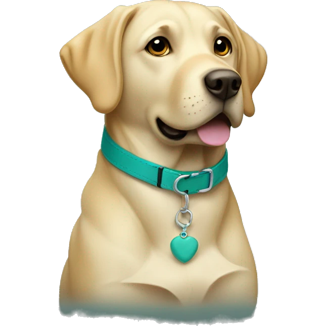 Labrador with a teal collar emoji