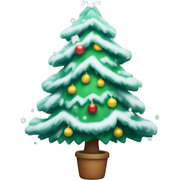 cute chirstmas tree with snowflakes falling emoji