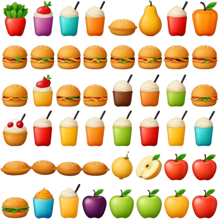 a lot of photo with food emoji