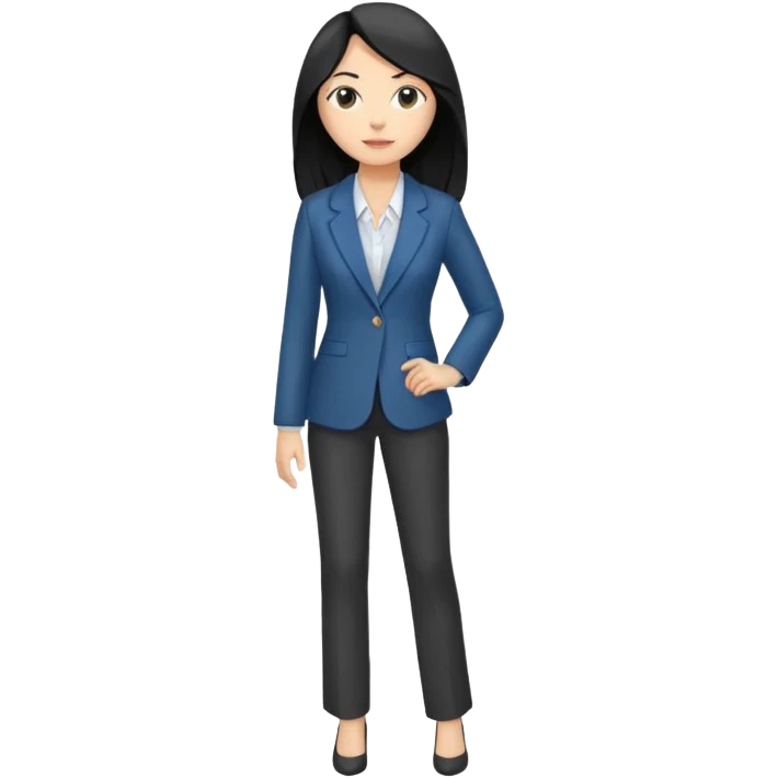 Women, professionals, teachers, black long hair, full body emoji