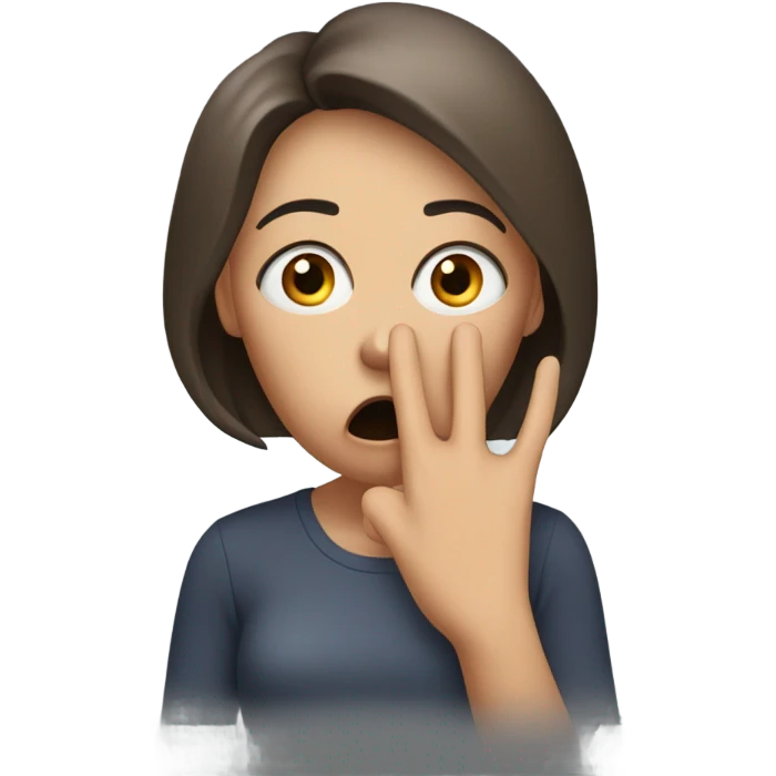 woman scared hand on mouth terrifie emoji