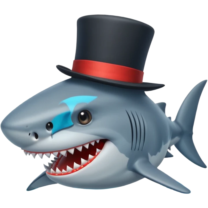 Shark with a top hat emoji