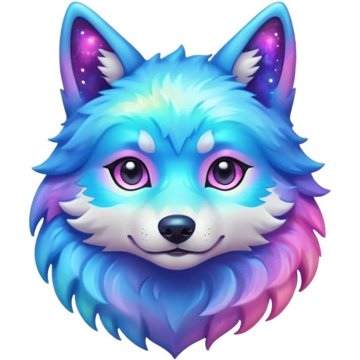 kawaii cute colorful shiny pastel nebula wolf emoji