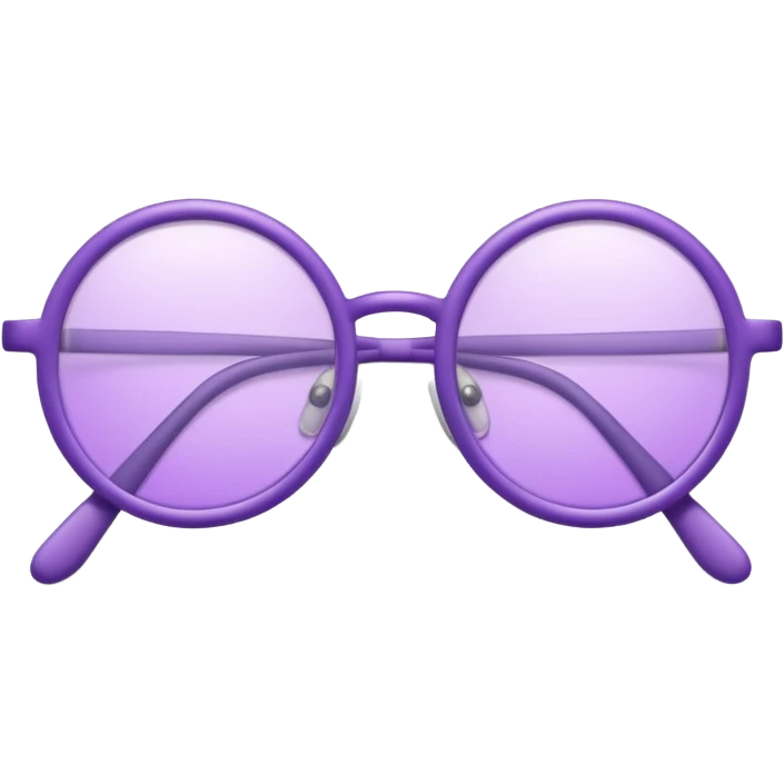 A 3D cartoon lavender-purple round spectacle with thin circular rims, clear lenses, soft shadow. Only glasses emoji