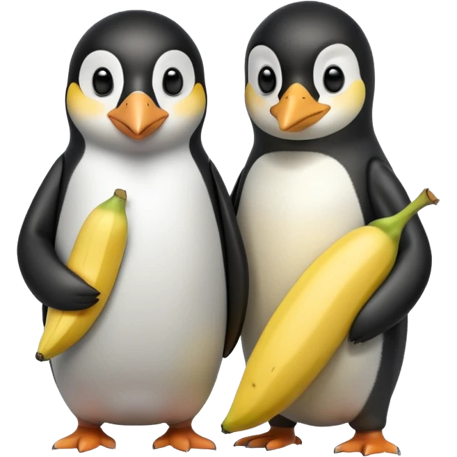 penguin and elon musk with an banana emoji
