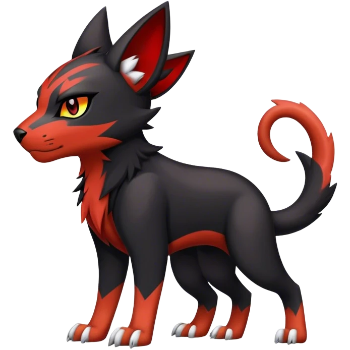 Cool edgy torracat-houndour-Digimon, full body emoji