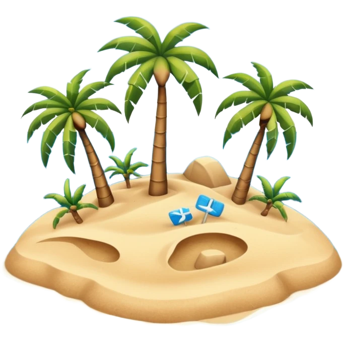 emoji of desert island in the middle of the blue sea emoji
